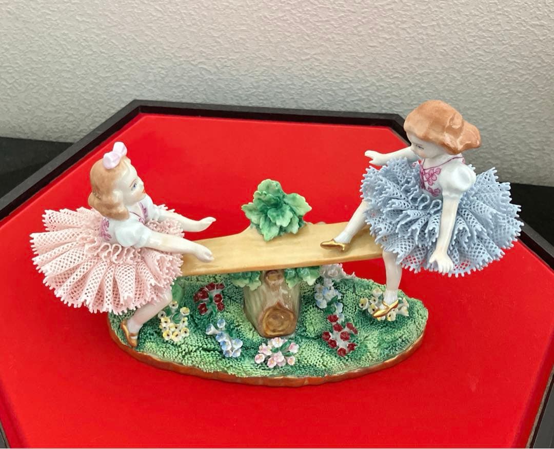 ジッツェンドルファ　陶器人形　シーソー姉妹