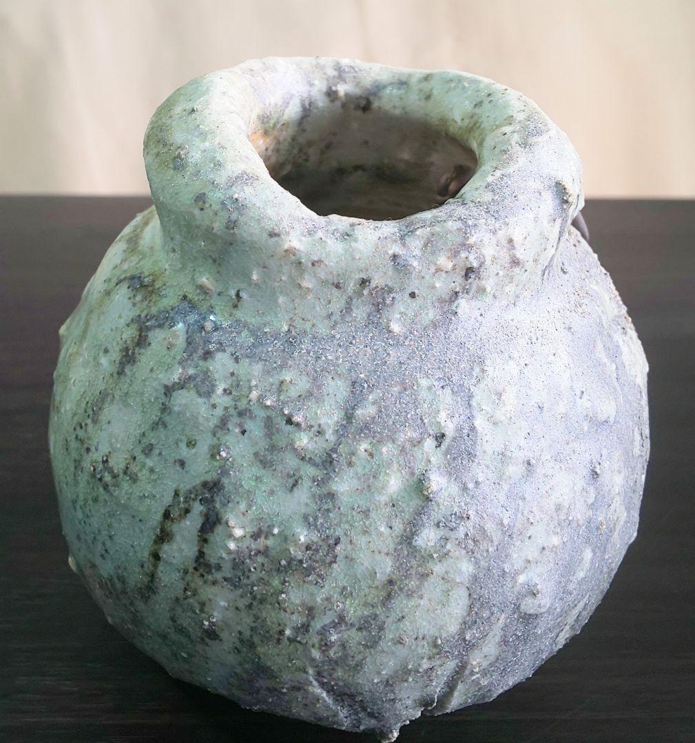 古伊賀 伊賀焼 灰被 自然釉 水滴 掛花入 花器 小壷 一輪挿し