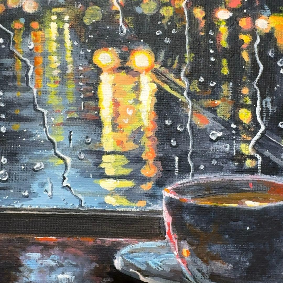 【ちょび作品】雨の街｜#外は雨シリーズ｜F4サイズ ｜風景画｜