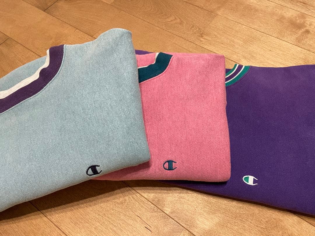 Champion Reverse Weave スウェット 水色　エルボーパッチ