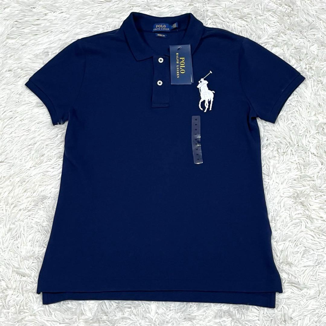 『新品』ラルフローレン ポロシャツ ビッグポニー ネイビー レディースMスキニー