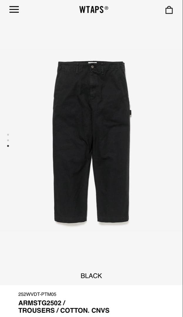 パンツ WTAPS ARMSTG2502 Trousers Cotton. Black