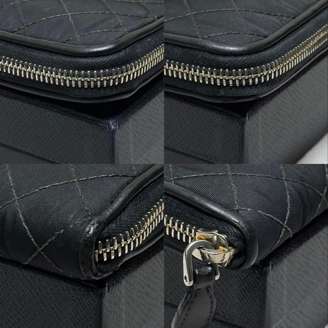 PRADA プラダ　長財布　キルティング　ナイロン　ラウンドファスナー　ブラック