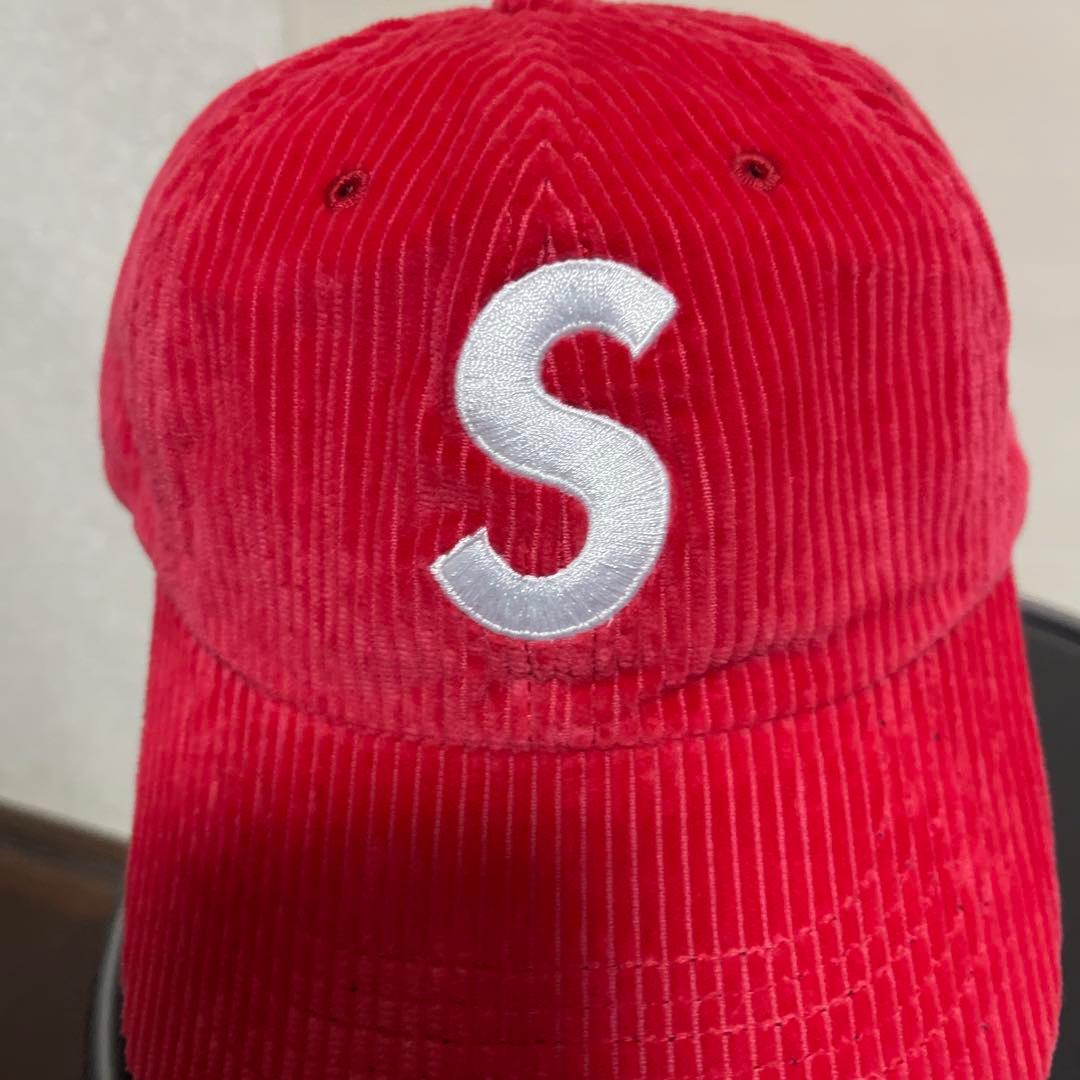SUPREME コーデュロイ Sロゴキャップ 赤　美品