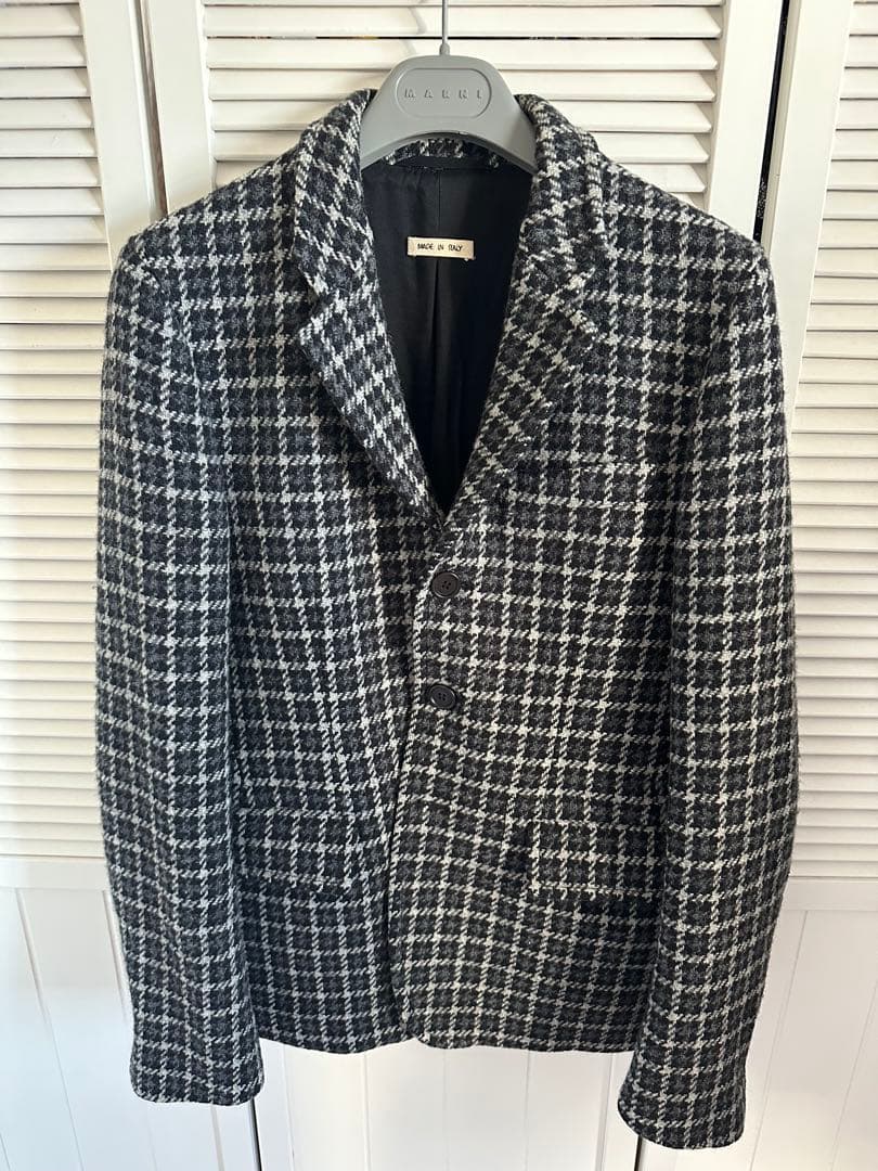 定価25万以上 マルニ チェックウールツイードジャケット USED