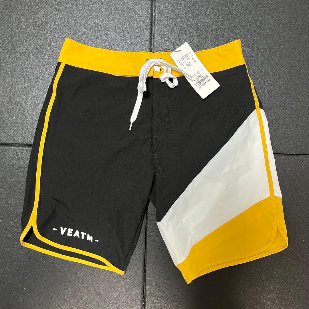 【未使用タグ付】VEATM サーフパンツ M ブラックイエロー