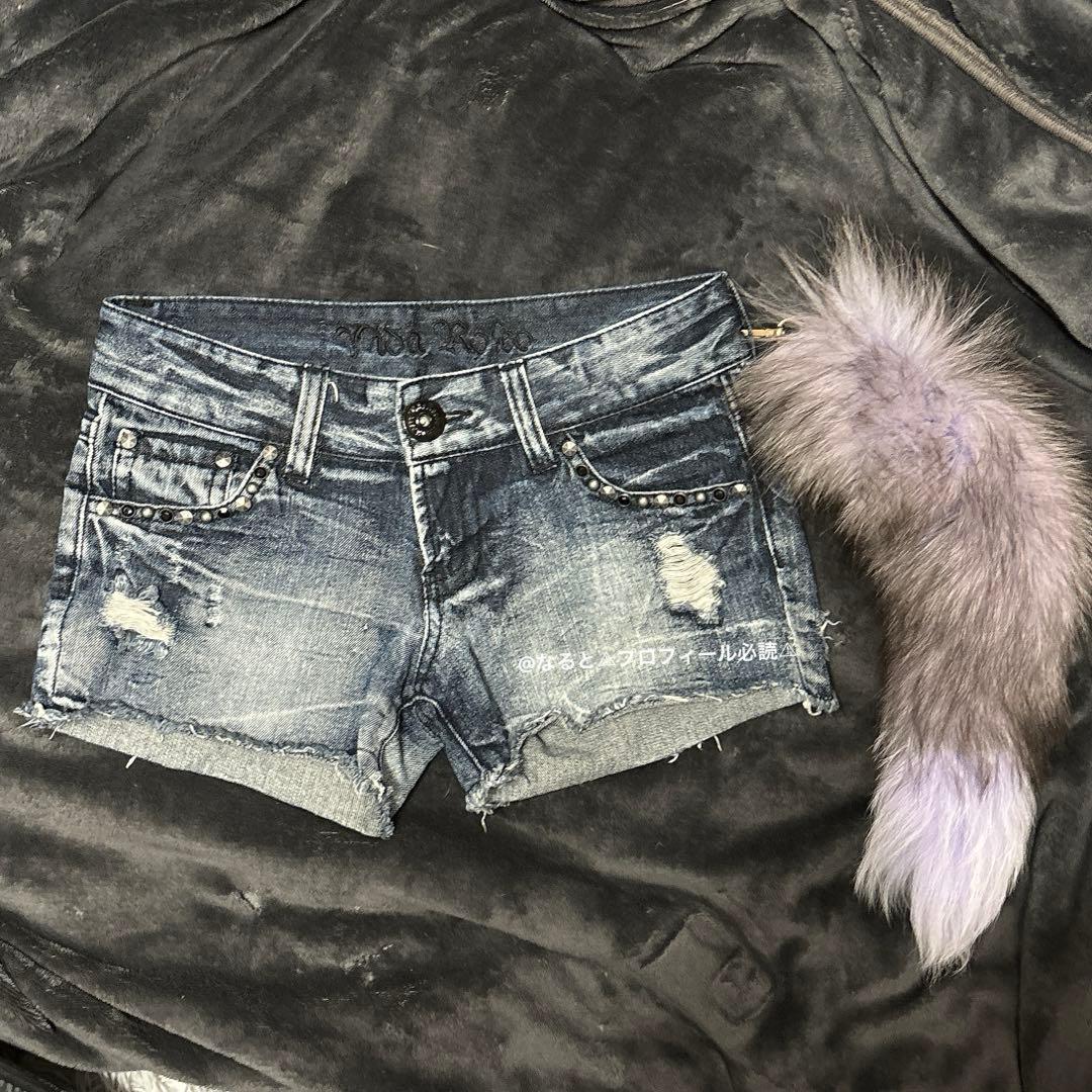 デニム ショートパンツ　スタッズ　平成 00s グランジ y2k ギャル しっぽ