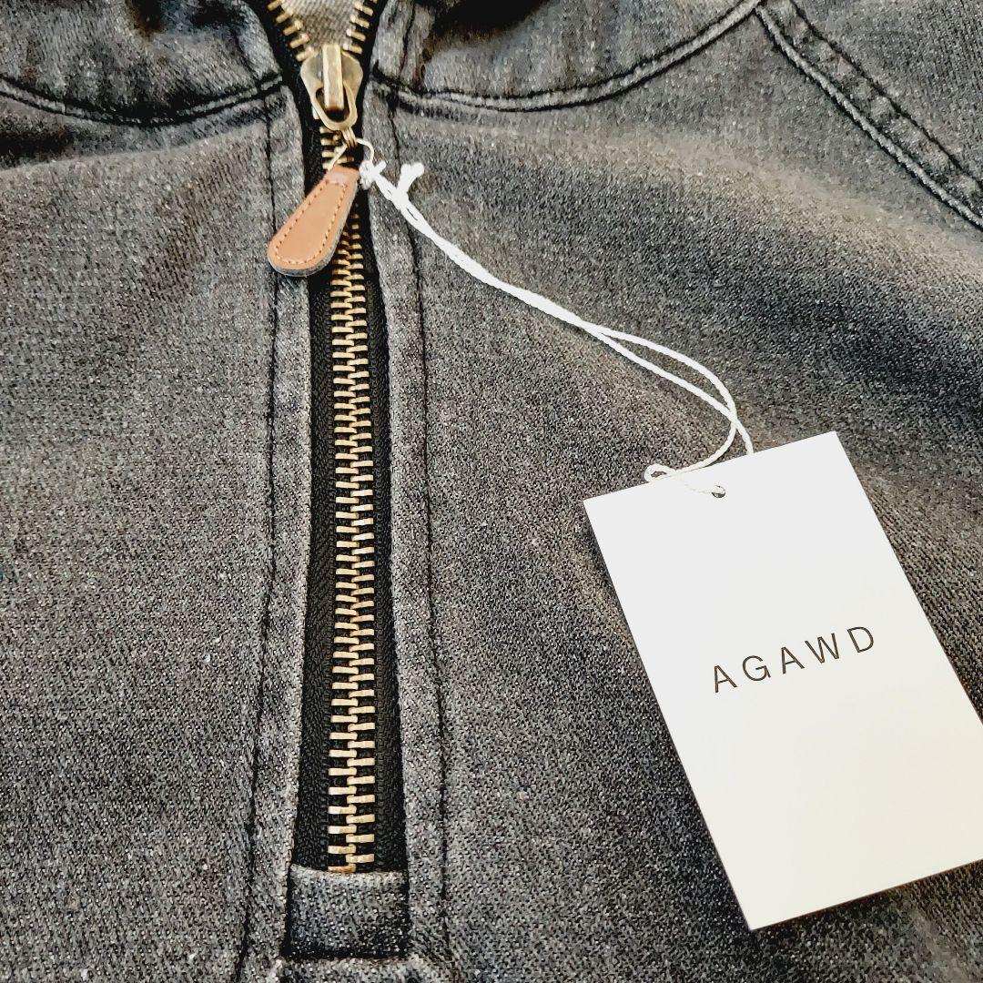 新品 AGAWD ハーフジップ デニムプルオーバー ブラック ヤマダヤ