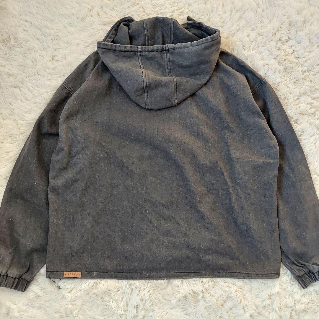 新品 AGAWD ハーフジップ デニムプルオーバー ブラック ヤマダヤ