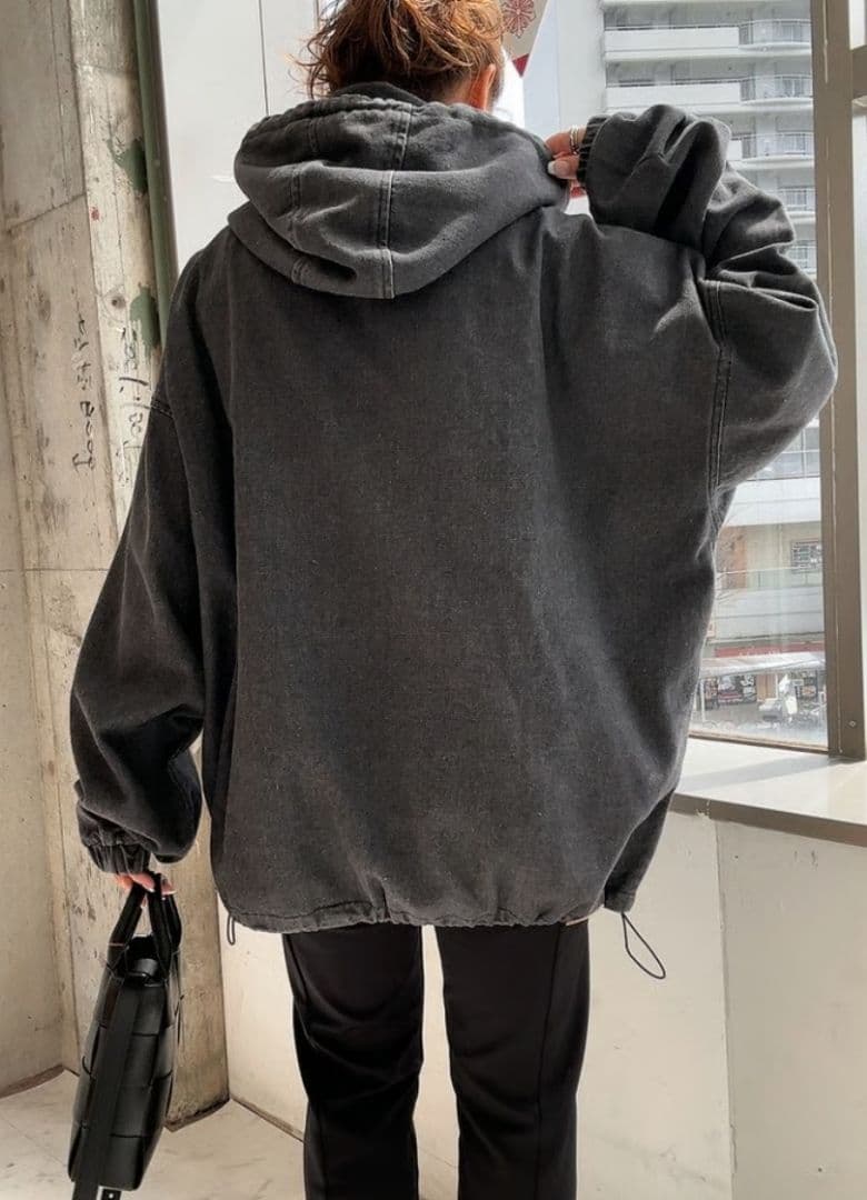 新品 AGAWD ハーフジップ デニムプルオーバー ブラック ヤマダヤ