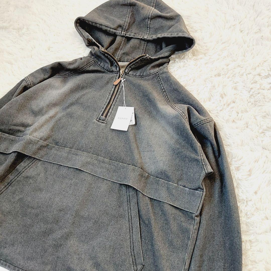 新品 AGAWD ハーフジップ デニムプルオーバー ブラック ヤマダヤ