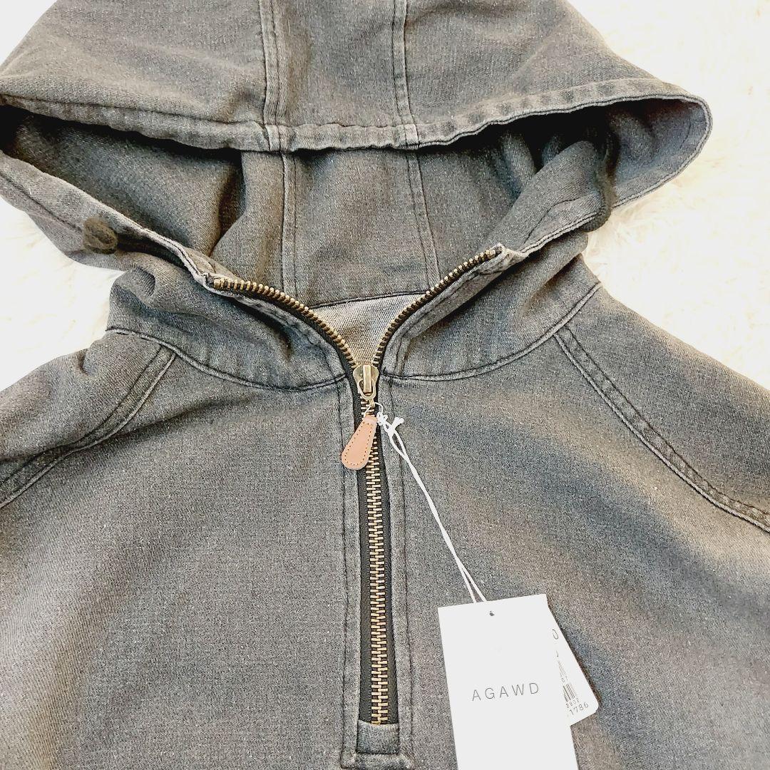 新品 AGAWD ハーフジップ デニムプルオーバー ブラック ヤマダヤ