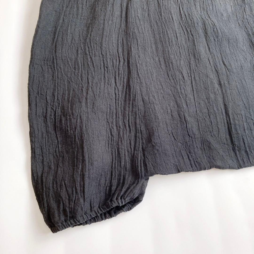 evam eva vie　リネン100%　サルエルパンツ　黒　ウエストゴム