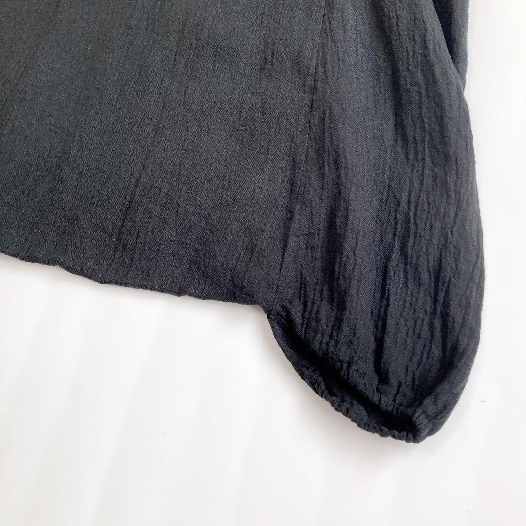 evam eva vie　リネン100%　サルエルパンツ　黒　ウエストゴム