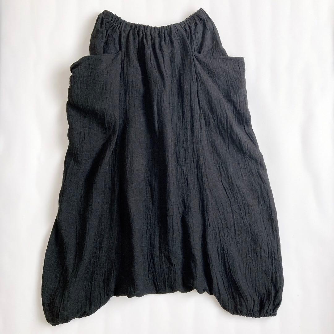 evam eva vie　リネン100%　サルエルパンツ　黒　ウエストゴム