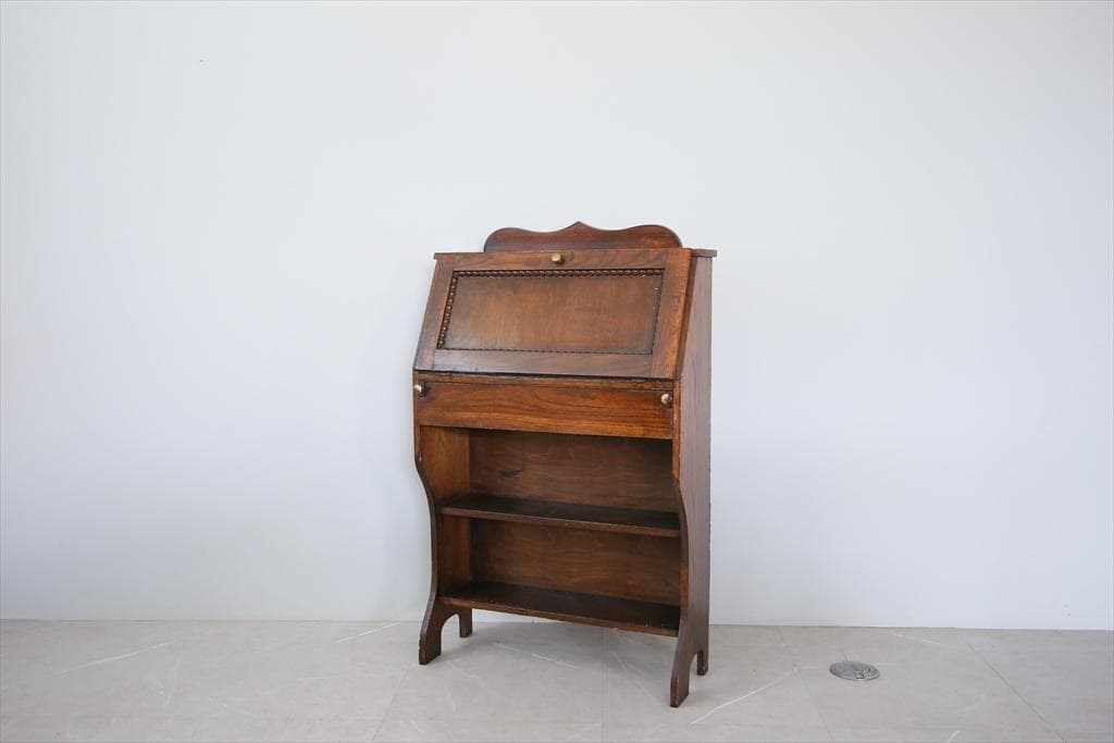 英国アンティーク木製ライティングビューロー/デスク/収納式机/勉強机89-258