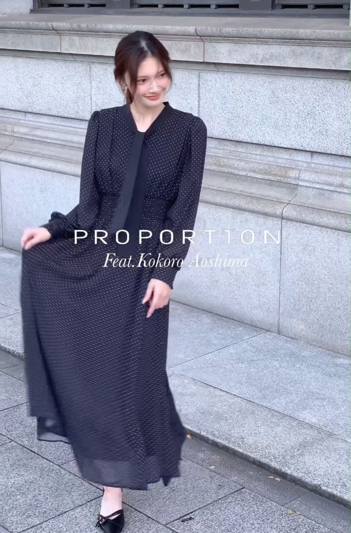 プロポーションボディドレッシング♡ボウタイ　ワンピース　シャーリング　ドット