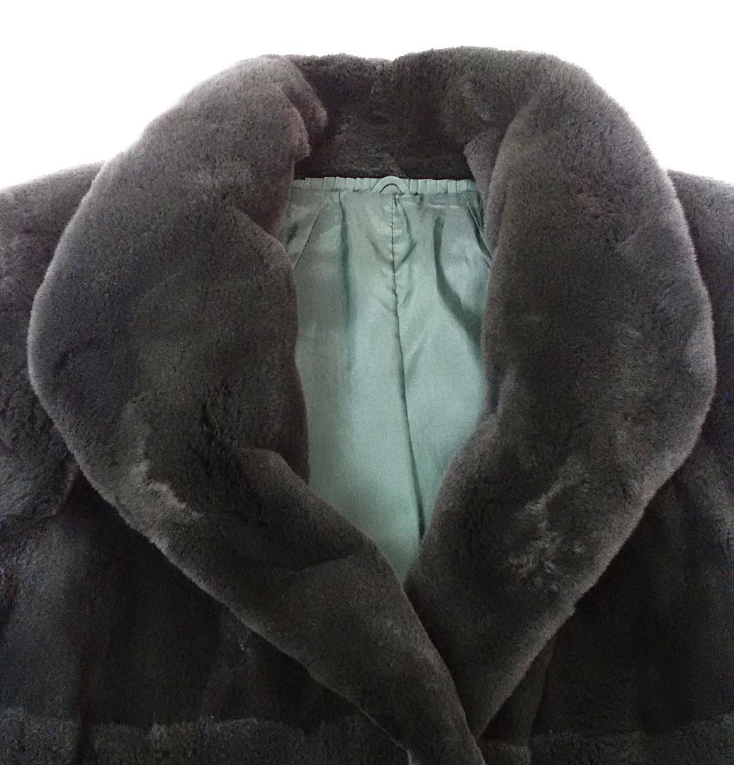 MG　Sable　毛皮　染めコート　ヌートリア？　ダークグリーン 　ハーフコート