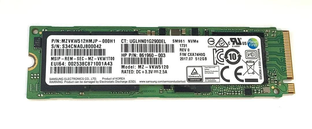 ②-WA535-SAMSUNG NVMe 512GB SSD 1点