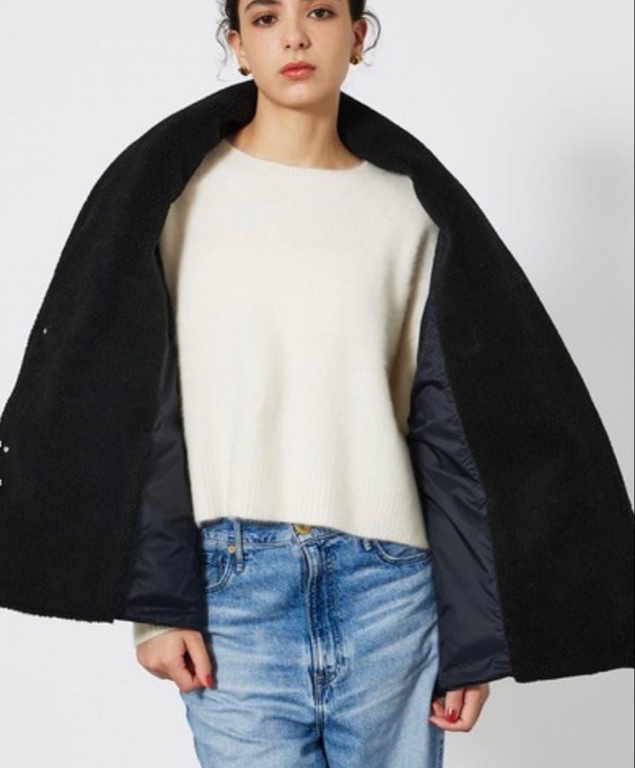 タイオン ミリタリーリバーシブル ダウン×ボア ストール ブラック　ユニセックス