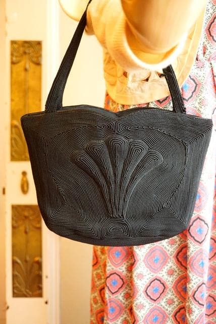 USA 1940's SILK CORD BAG SHELL アンティークバッグ