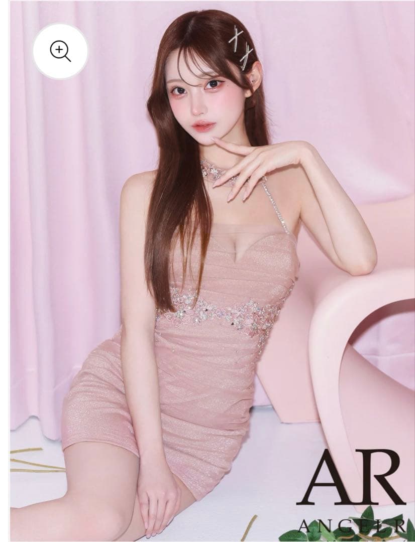 AR ピンク ビジュー ミニドレス　ANGELR