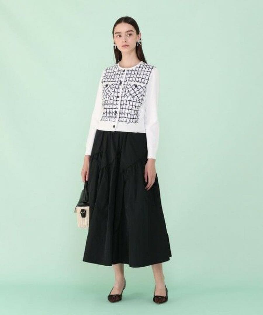 新品☆ANAYI チュールツイードニットコンビ カーディガン/セオリー、23区