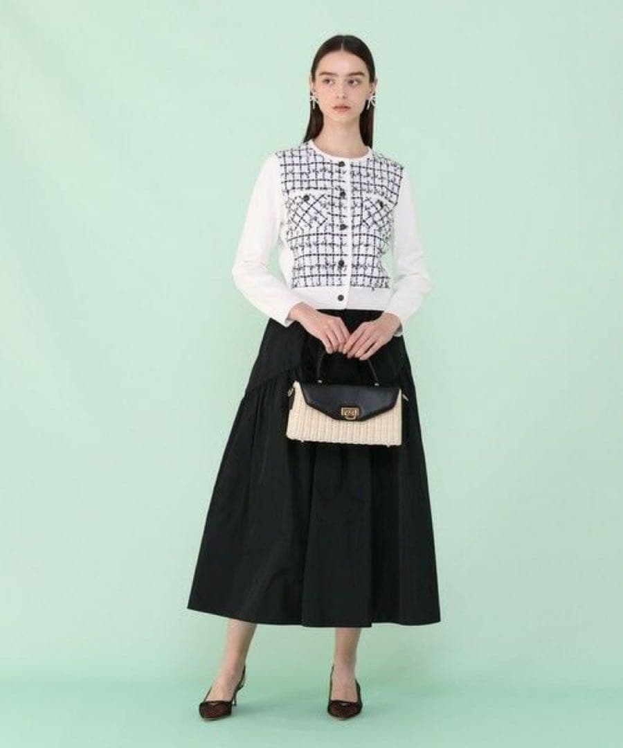 新品☆ANAYI チュールツイードニットコンビ カーディガン/セオリー、23区