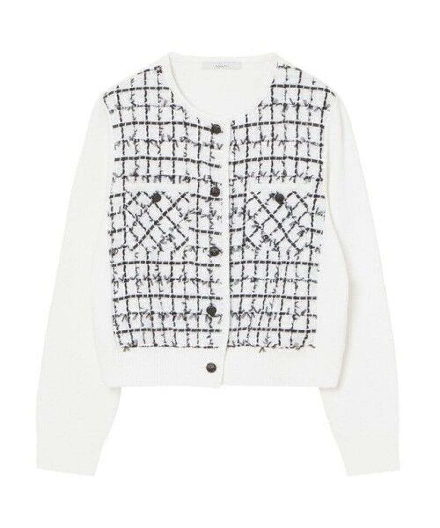 新品☆ANAYI チュールツイードニットコンビ カーディガン/セオリー、23区