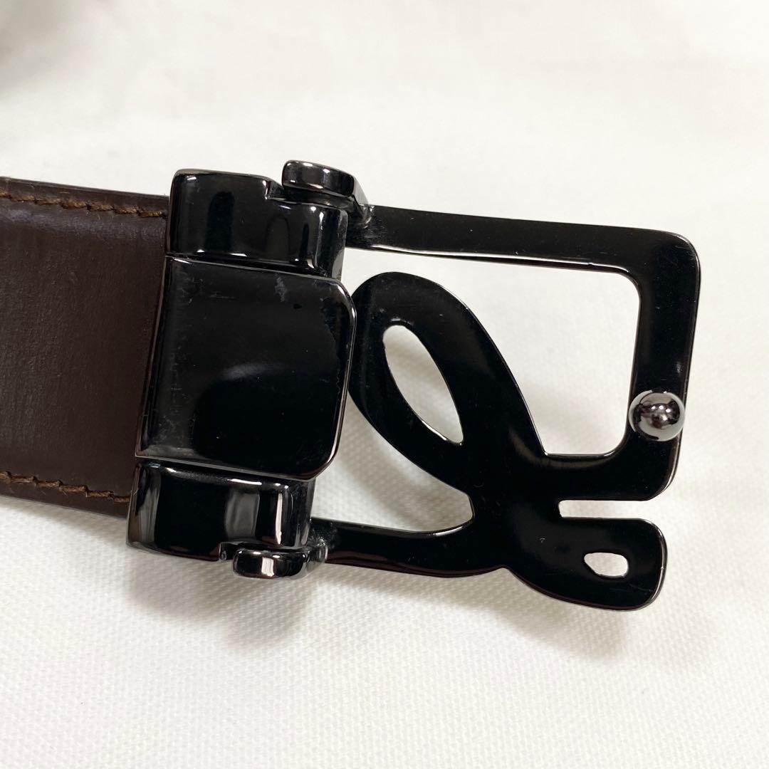 極美品✨ LOEWE ロエベ レザー ロゴバックル ベルト ブラック