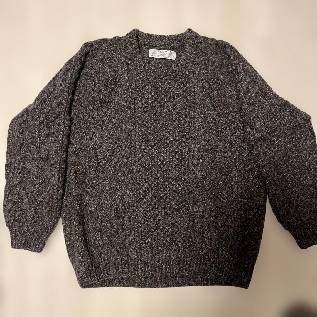 Athena Designs アラン模様 ニットセーター　ブラウン基調　古着