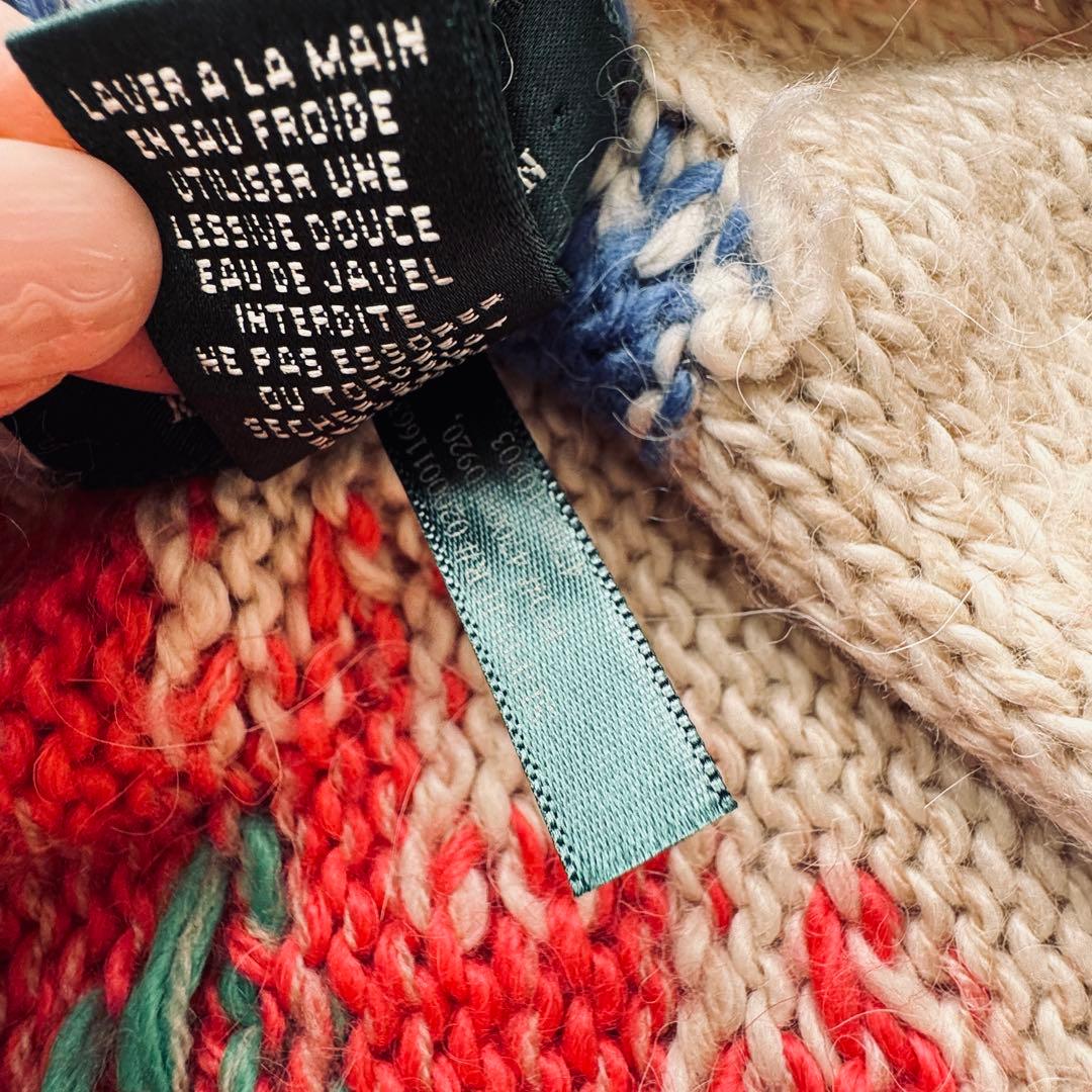 ローレンラルフローレン ネイティブ柄ニット カーディガン フリンジ付き　タッセル