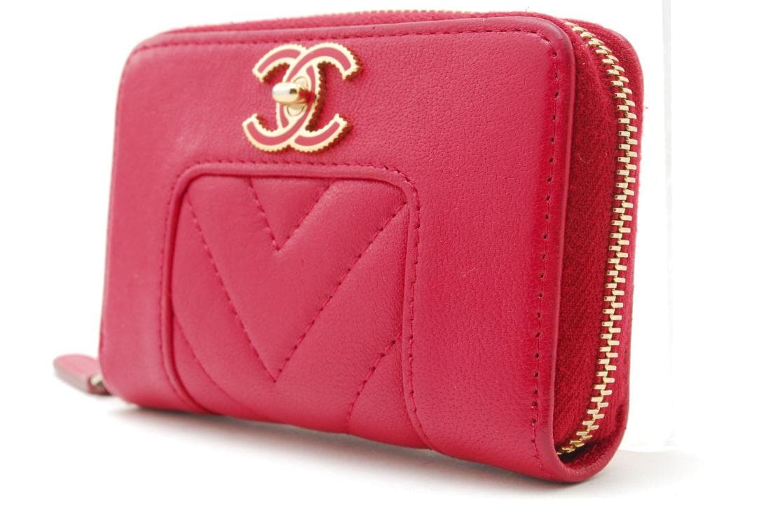 CHANEL パース　マドモアゼル　Vステッチ　ピンク