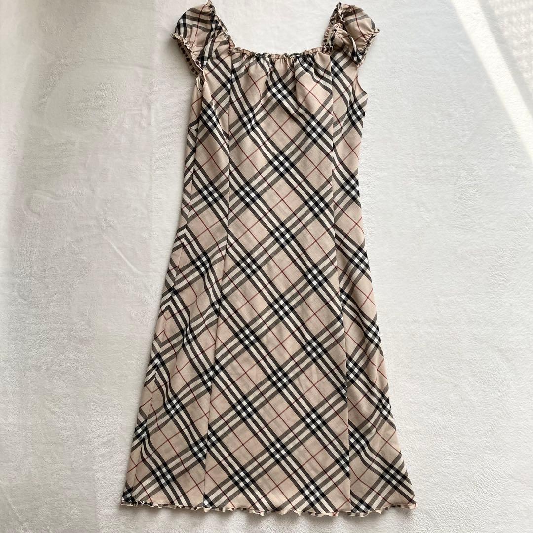 【未使用級】バーバリーブルーレーベル ノバチェックワンピース ベージュ