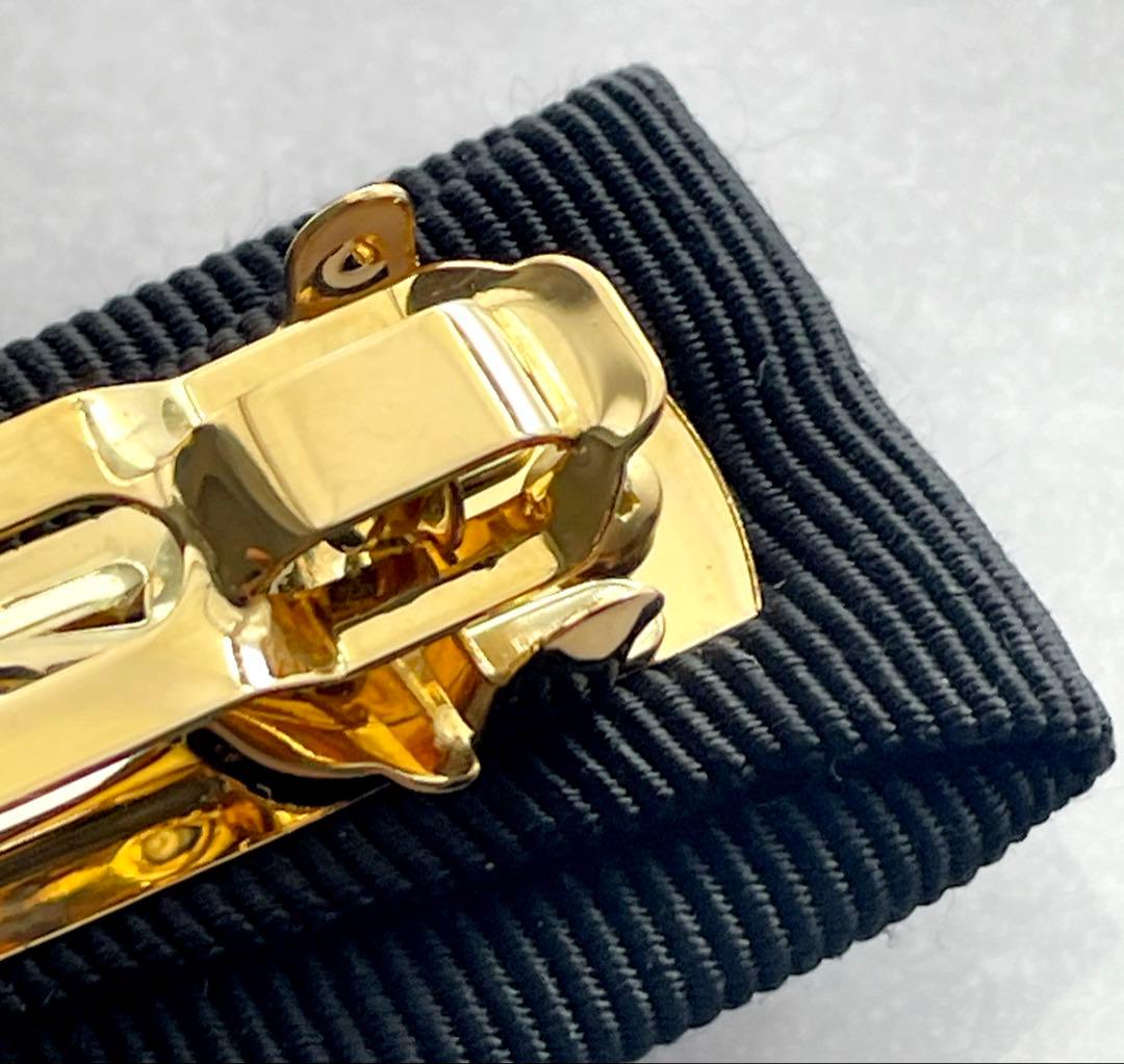 【美品・箱付き】 フェラガモ ヴァラリボン バレッタ ブラック ゴールド金具