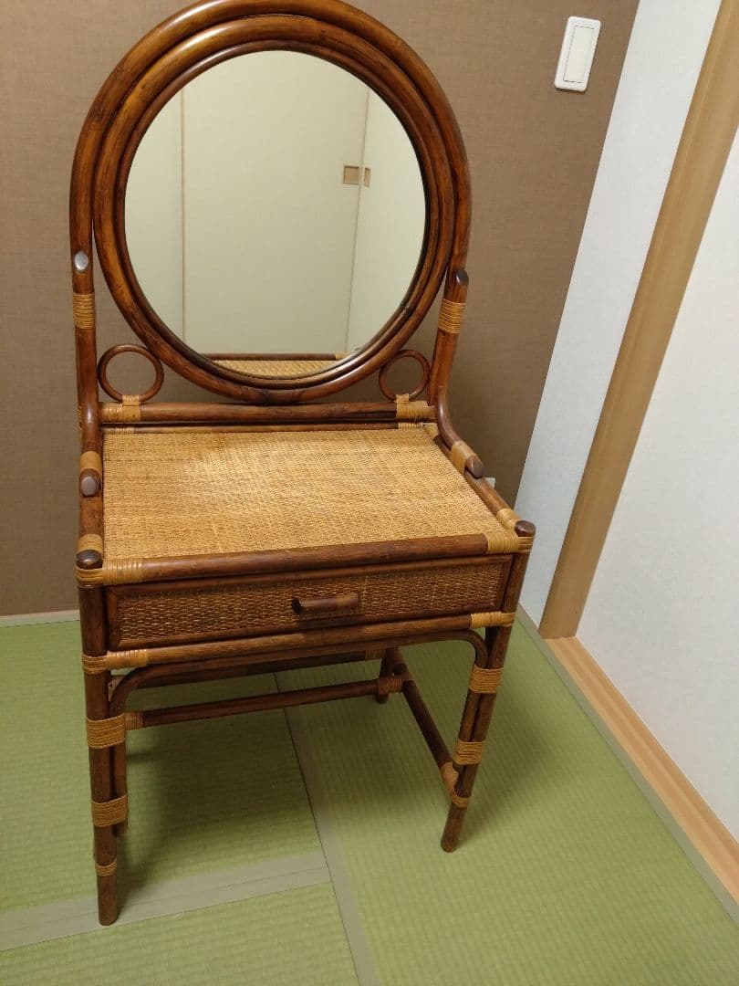 籐　鏡台　アンティーク　ビンテージ