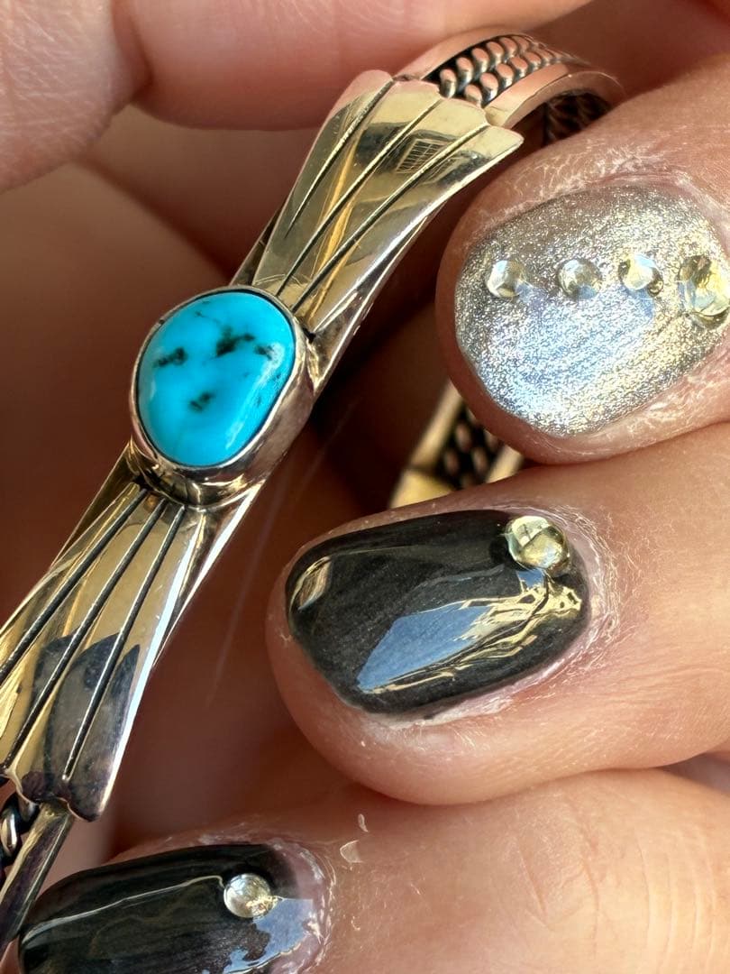 激レア✨95年前の超ヴィンテージ品❗️スリーピングビューティーターコイズ925カフ