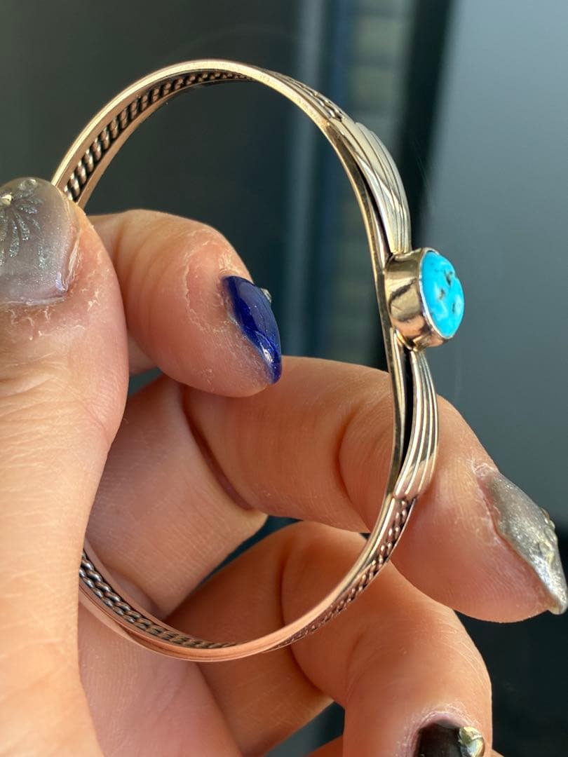 激レア✨95年前の超ヴィンテージ品❗️スリーピングビューティーターコイズ925カフ