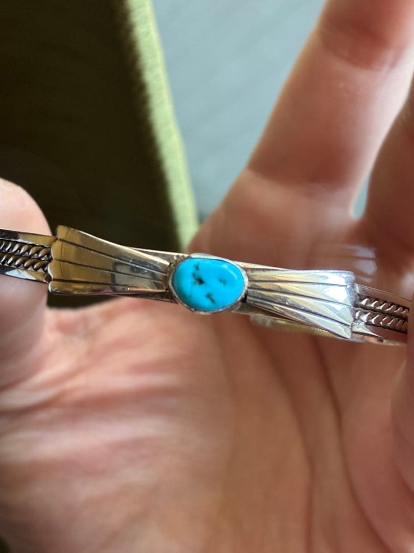 激レア✨95年前の超ヴィンテージ品❗️スリーピングビューティーターコイズ925カフ