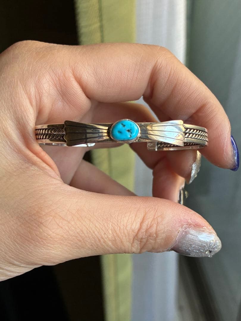 激レア✨95年前の超ヴィンテージ品❗️スリーピングビューティーターコイズ925カフ