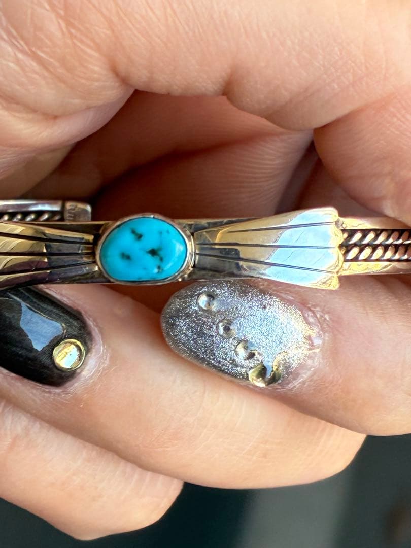 激レア✨95年前の超ヴィンテージ品❗️スリーピングビューティーターコイズ925カフ