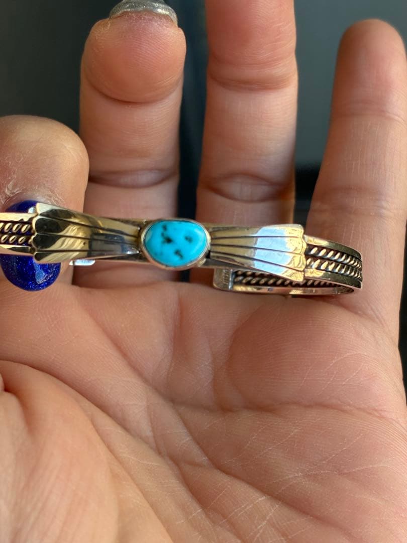 激レア✨95年前の超ヴィンテージ品❗️スリーピングビューティーターコイズ925カフ