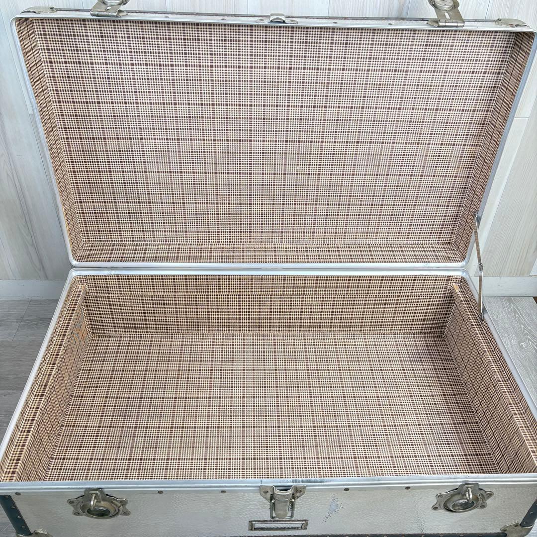 【ヴィンテージ】アルミ大型トランク 船トランク ケース インダストリアル