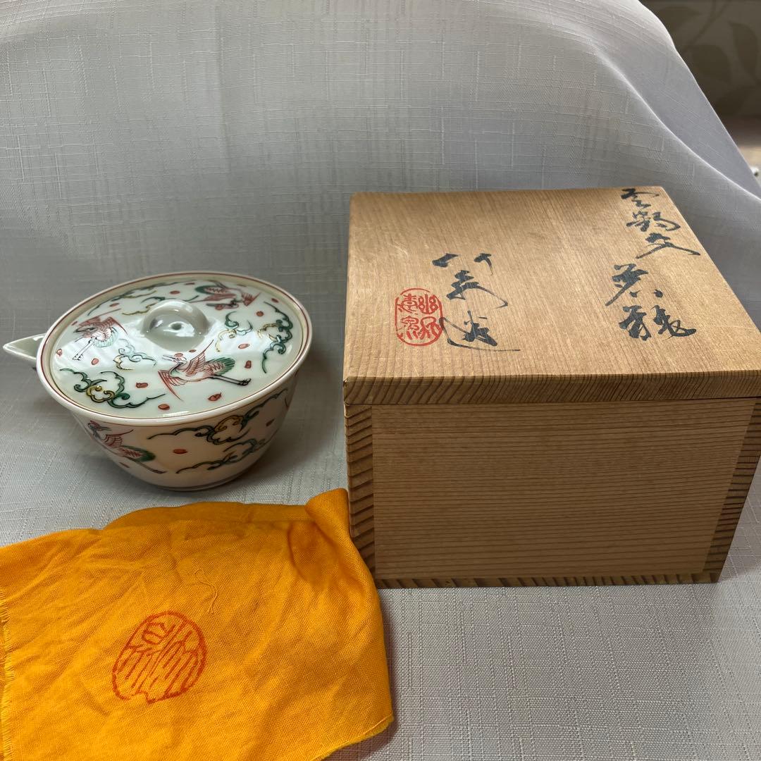 三浦竹泉造　雲鶴文　宝瓶