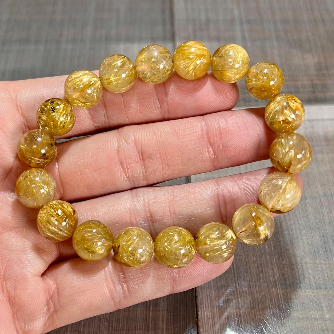 金運強　太陽放射ルチルブレスレット　ヘマタイト　ルチルクォーツ　2-9