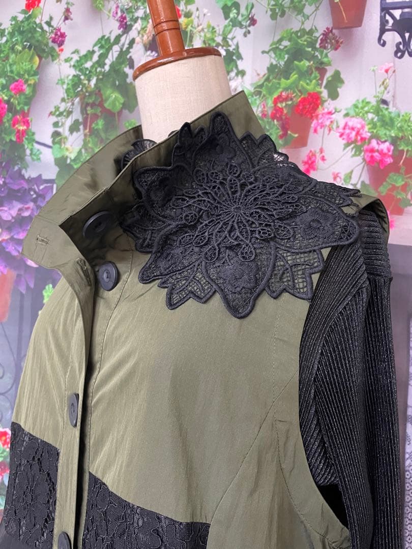 275新品BRILLANTE豪華お花レース付きストレッチロングベスト