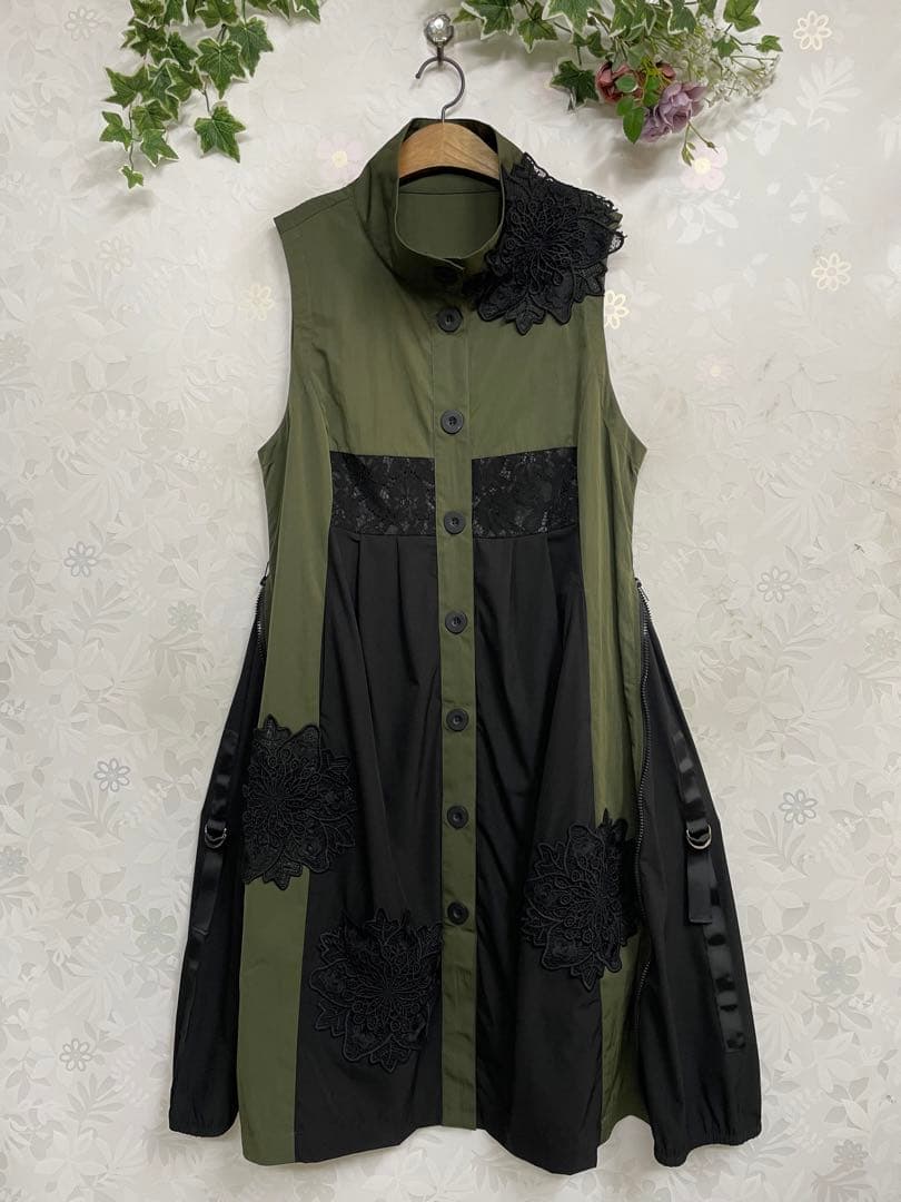 275新品BRILLANTE豪華お花レース付きストレッチロングベスト