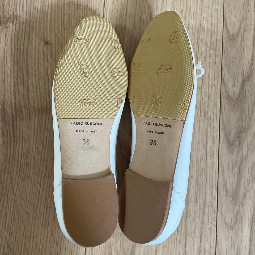 FABIO RUSCONI ホワイトバレエシューズ 36 23cm