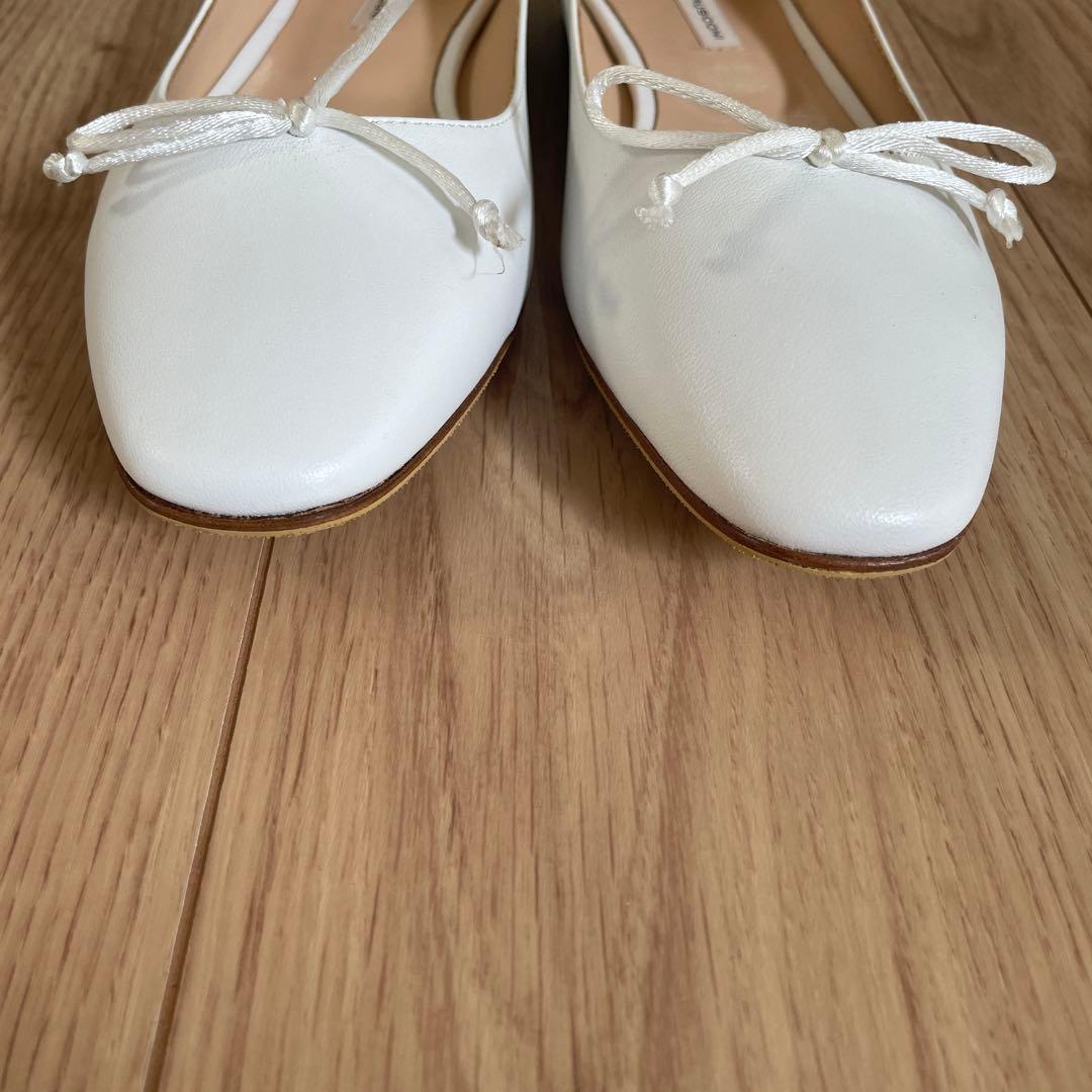 FABIO RUSCONI ホワイトバレエシューズ 36 23cm