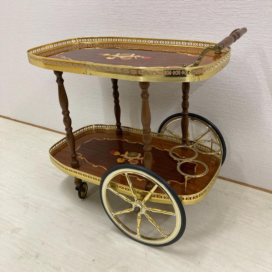 イタリア　クラシック　ワゴン　キッチンワゴン　象嵌